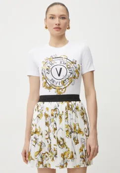 Versace Jeans Couture tricou femei, culoarea alb, 78HAHC01 CJ02C imagine