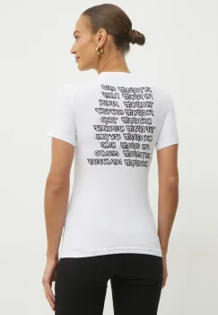 Versace Jeans Couture tricou femei, culoarea alb, 78HAHC07 CJ02C imagine