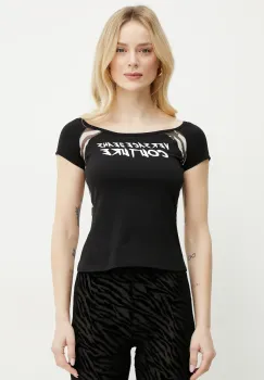 Versace Jeans Couture tricou femei, culoarea negru, 78HAH6A8 J0020 imagine