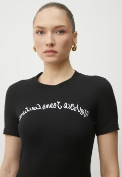 Versace Jeans Couture tricou femei, culoarea negru, 78HAHC08 CJ02C imagine