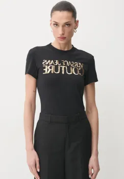 Versace Jeans Couture tricou femei, culoarea negru, 78HAHE00 CJ02E imagine