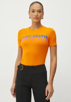 Versace Jeans Couture tricou femei, culoarea portocaliu, 78HAHE06 CJ02E imagine