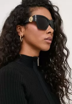 Versace ochelari de soare femei, culoarea negru imagine