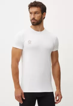 Versace tricou din bumbac barbati, culoarea alb, cu imprimeu, AUU01005 1A10011 imagine