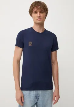 Versace tricou din bumbac barbati, culoarea albastru marin, cu imprimeu, AUU01005 1A10011 imagine