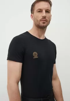 Versace tricou din bumbac barbati, culoarea negru, cu imprimeu, AUU01005 1A10011 imagine