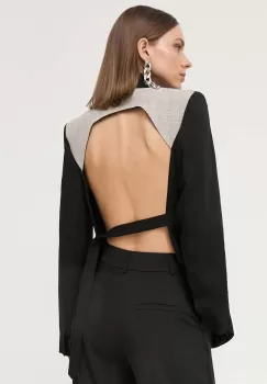 Victoria Beckham geaca de lana culoarea negru, desfacut, neted imagine