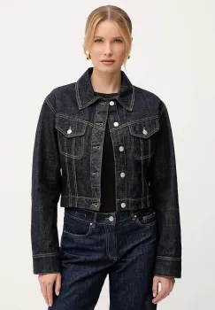 Victoria Beckham geaca jeans culoarea albastru marin, de tranzitie, 1325DJK006577A imagine