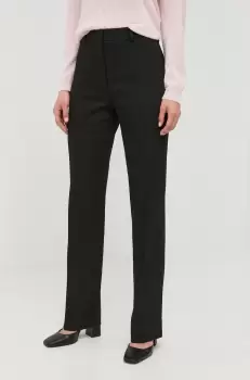 Victoria Beckham pantaloni femei, culoarea negru, drept, high waist imagine