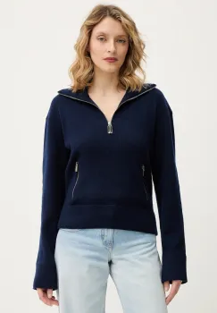 Victoria Beckham pulover de lana culoarea bleumarin, 1126KJU006866A imagine