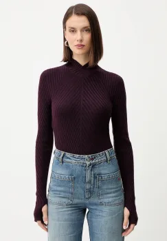 Victoria Beckham pulover de lana culoarea bordo, light, cu turtleneck, 1425KTP006804A imagine