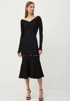 Victoria Beckham rochie culoarea negru, midi, mulata, 1424KDR005908A imagine
