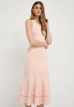 Victoria Beckham rochie culoarea portocaliu, midi, mulata imagine