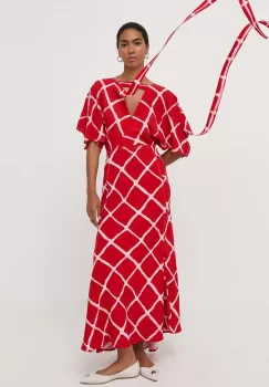 Victoria Beckham rochie culoarea rosu, maxi, evazati imagine