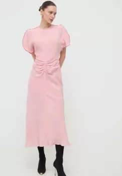 Victoria Beckham rochie culoarea roz, maxi, evazati imagine