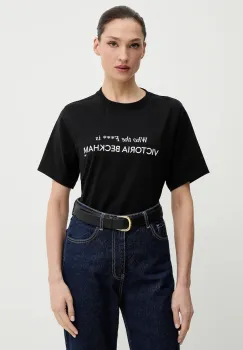 Victoria Beckham tricou din bumbac culoarea alb, 1424JTS005949A imagine