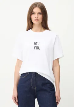 Victoria Beckham tricou din bumbac culoarea alb, 1425JTS007015A imagine