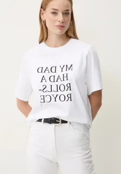 Victoria Beckham tricou din bumbac femei, culoarea alb, 1124JTS005732A imagine