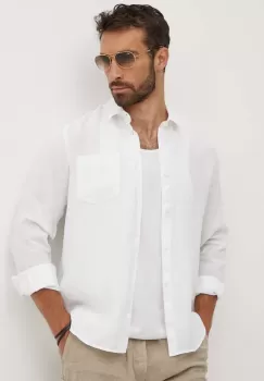 Vilebrequin camasa de in CAROUBIS culoarea alb, cu guler clasic, regular, CRSU3U00 imagine