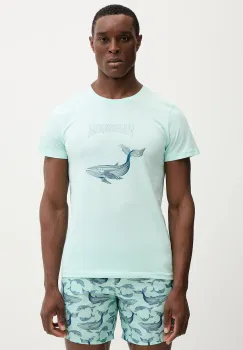 Vilebrequin tricou din bumbac THOM culoarea turcoaz, cu imprimeu, THODP307 imagine