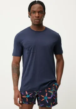 Vilebrequin tricou din bumbac TITAN barbati, culoarea albastru marin, neted, TTNU0P00 imagine