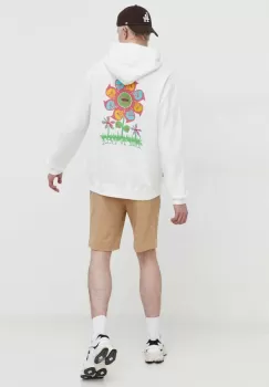 Volcom bluza barbati, culoarea alb, cu gluga, cu imprimeu imagine