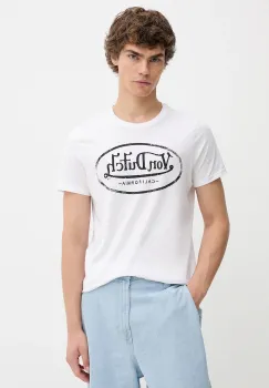 Von Dutch tricou din bumbac culoarea alb, cu imprimeu, VD.1.TRC.AARON imagine
