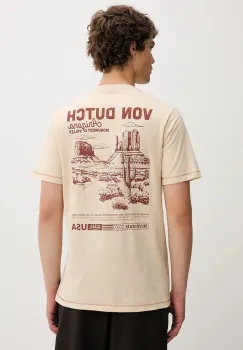 Von Dutch tricou din bumbac culoarea bej, cu imprimeu, VD.1.TR.ARIZO imagine