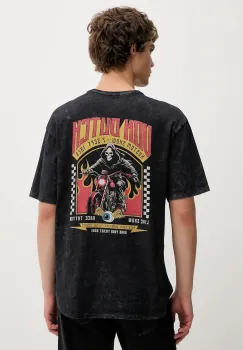 Von Dutch tricou din bumbac culoarea gri, cu imprimeu, VD.1.H.TR.REAPER imagine