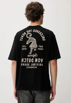 Von Dutch tricou din bumbac culoarea negru, cu imprimeu, VD.1.H.TR.TIGER imagine