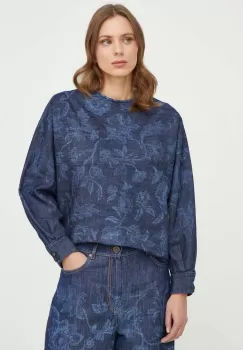 Weekend Max Mara bluza subtire de blugi femei, culoarea albastru marin, modelator imagine