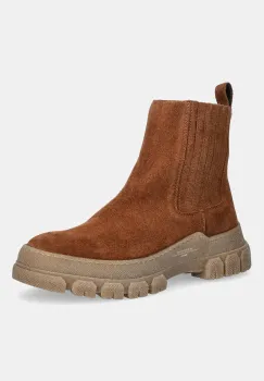 Weekend Max Mara botine din piele intoarsa Genepi culoarea maro, cu toc plat, 2525796035600 imagine