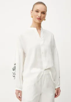 Weekend Max Mara camasa de in femei, culoarea alb, regular, 2515111122600 imagine