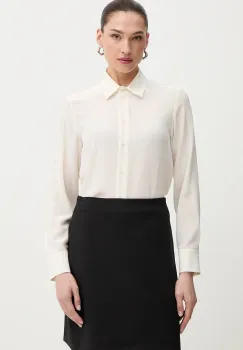 Weekend Max Mara camasa de matase CURVONE culoarea bej, cu guler clasic, regular, 2615111121600 imagine