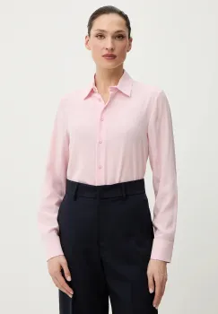 Weekend Max Mara camasa de matase CURVONE culoarea roz, cu guler clasic, regular, 2615111121600 imagine