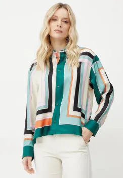 Weekend Max Mara camasa de matase femei, culoarea bej, cu guler clasic, regular, 2515111031600 imagine