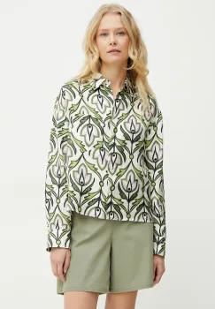Weekend Max Mara camasa de matase femei, culoarea verde, cu guler clasic, regular, 2515111131600 imagine