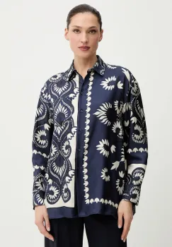 Weekend Max Mara camasa de matase LASTRA culoarea bleumarin, cu guler clasic, regular, 2615191011600 imagine