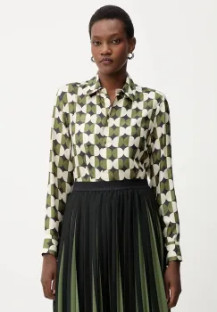 Weekend Max Mara camasa de matase RIVE culoarea verde, cu guler clasic, regular, 2525116062600 imagine