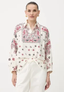 Weekend Max Mara camasa din bumbac ADDA culoarea bej, cu guler clasic, relaxed, 2525116021600 imagine