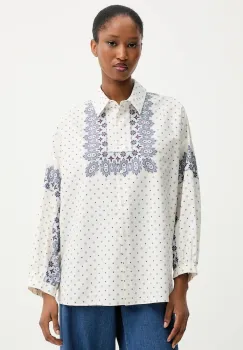 Weekend Max Mara camasa din bumbac ADDA culoarea bej, cu guler clasic, relaxed, 2525116021600 imagine