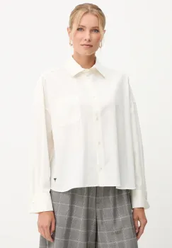 Weekend Max Mara camasa din bumbac ARTURO culoarea alb, cu guler clasic, relaxed, 2525116042600 imagine