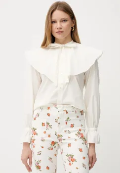Weekend Max Mara camasa din bumbac culoarea bej, regular, 2515111043600 imagine