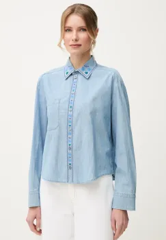 Weekend Max Mara camasa din bumbac femei, cu guler clasic, relaxed, 2515111141600 imagine