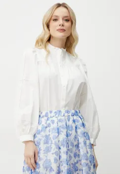 Weekend Max Mara camasa din bumbac femei, culoarea alb, regular, 2515111111600 imagine