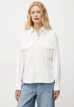 Weekend Max Mara camasa din bumbac femei, culoarea bej, cu guler clasic, regular, 2515111021600 imagine