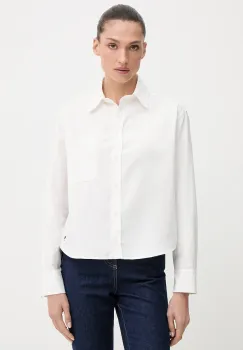 Weekend Max Mara camasa din bumbac NUORO culoarea alb, cu guler clasic, relaxed, 2525116111600 imagine