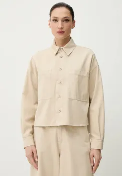 Weekend Max Mara camasa din bumbac RADENTE culoarea bej, cu guler clasic, relaxed, 2615111081600 imagine