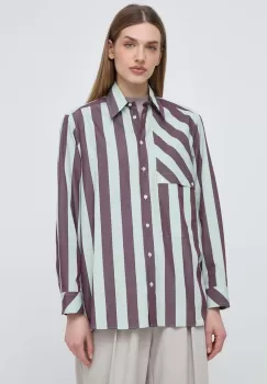 Weekend Max Mara camasa din bumbac x Arthur Arbesser femei, culoarea verde, cu guler clasic, regular imagine
