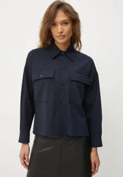 Weekend Max Mara camasa din lana culoarea albastru marin, cu guler clasic, relaxed, 2425046042600 imagine